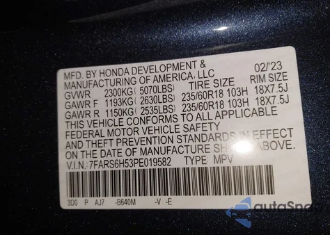 2023 Honda Cr-V Hybrid Sport из США, поврежденный, VIN 7FARS6H53PE019582